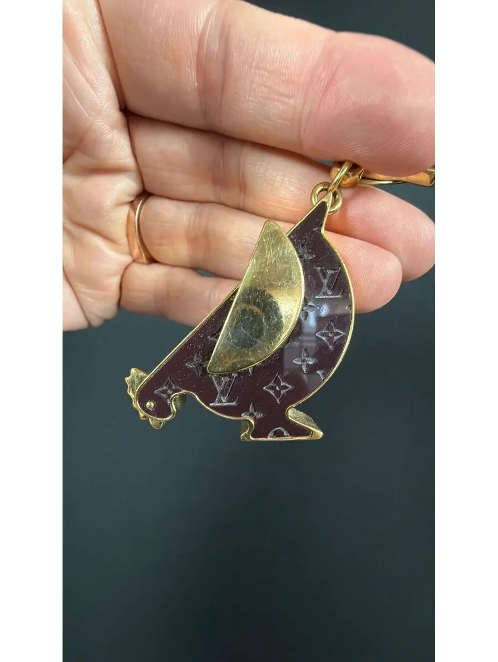 Louis Vuitton Black Enamel Gold Rooster Bag Charm
